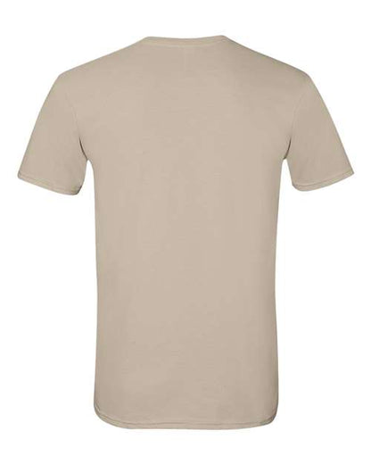 Gildan 64000 Softstyle T-shirt in Sand, back view showing the neckline and short sleeves.