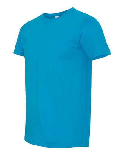 Gildan 64000 Softstyle T-shirt in Sapphire, angled front view showing the crew neckline and short sleeves.