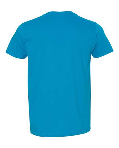 Gildan 64000 Softstyle T-shirt in Sapphire, back view showing the neckline and short sleeves.