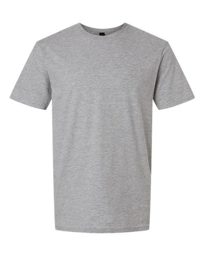 Gildan 64000 Softstyle T-shirt in Sport Grey, front view showing the crew neckline and short sleeves.