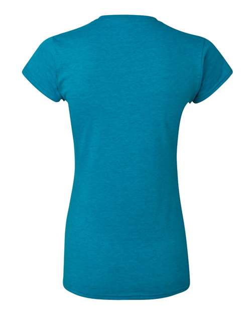 Gildan 64000L Softstyle women's T-shirt in Antique Sapphire, back view showing the neckline and short sleeves.