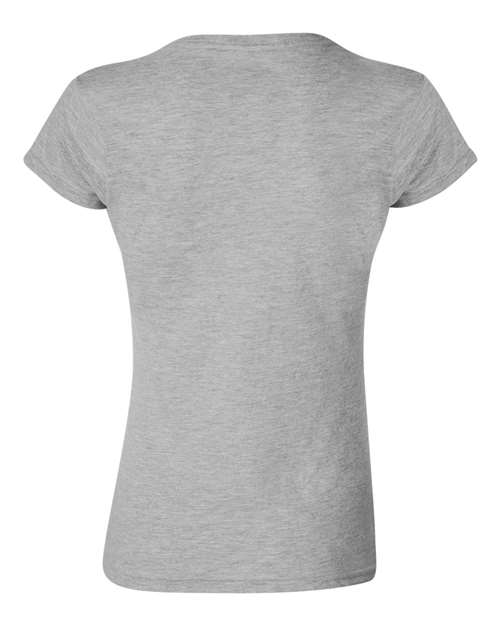 Gildan 64000L Softstyle women's T-shirt in Sport Grey, back view showing the neckline and short sleeves.