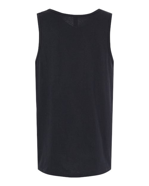 Gildan 64200 Softstyle men's tank top in Black, back view showing the neckline and sleeveless cut.