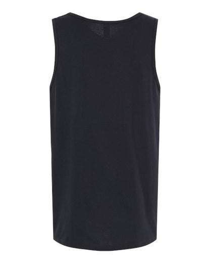 Gildan 64200 Softstyle men's tank top in Black, back view showing the neckline and sleeveless cut.