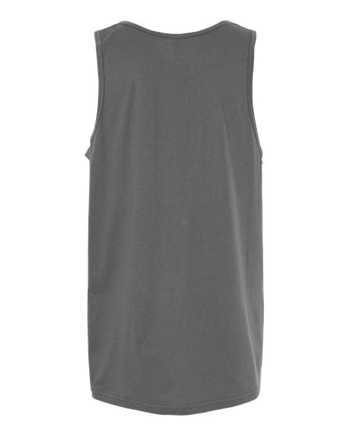 Gildan 64200 Softstyle men's tank top in Charcoal, back view showing the neckline and sleeveless cut.