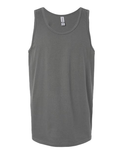 Gildan 64200 Softstyle men's tank top in Charcoal, front view showing the neckline and sleeveless cut.