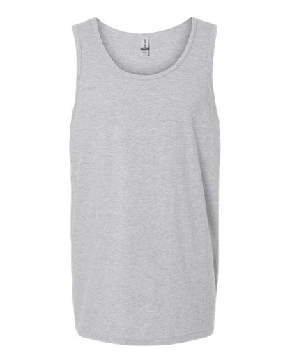 Gildan 64200 Softstyle men's tank top in Sport Grey, front view showing the neckline and sleeveless cut.