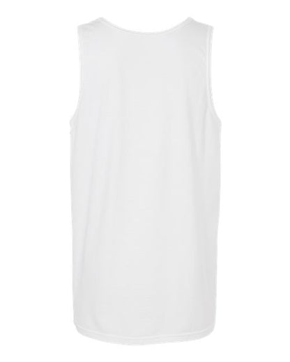 Gildan 64200 Softstyle men's tank top in White, back view showing the neckline and sleeveless cut.