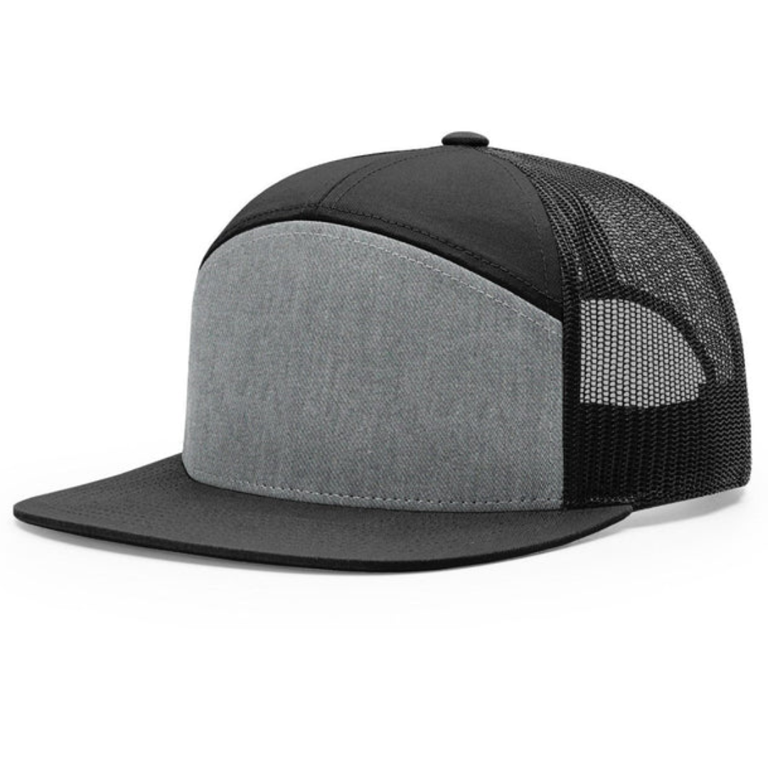 Heather Grey Black Richardson 168 7-Panel - Custom Hat | 403 Custom Cuts