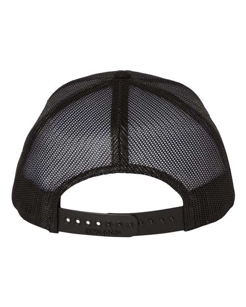 Richardson 112Y youth trucker hat in Black, back view.
