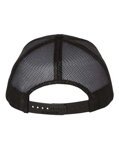 Richardson 112Y youth trucker hat in Black, back view.