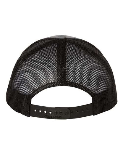 Richardson 112Y youth trucker hat in Heather Grey/ Black, back view.