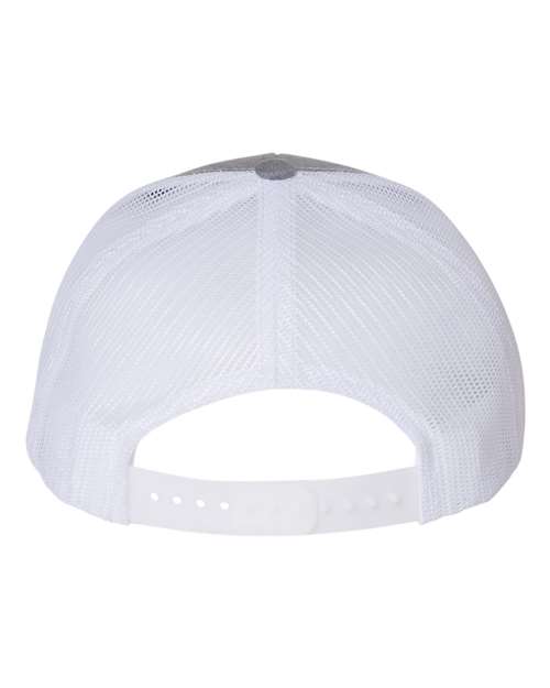 Richardson 112Y youth trucker hat in Heather Grey/ White, back view.