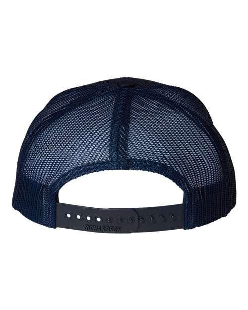 Richardson 112Y youth trucker hat in Navy, back view.