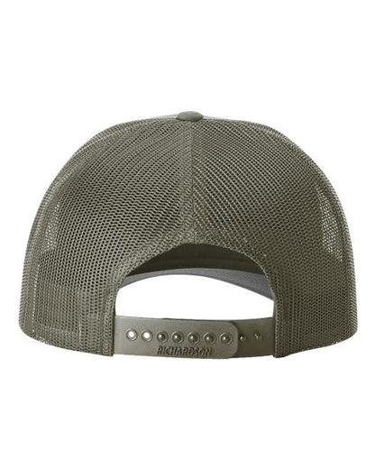 Richardson 115 low profile trucker hat in Loden, back view.
