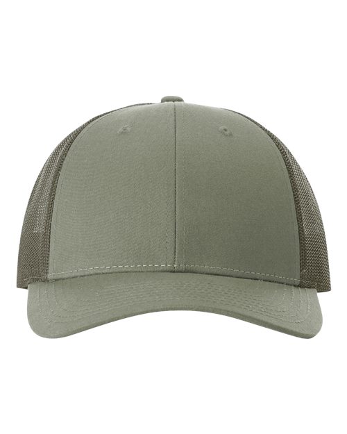 Richardson 115 low profile trucker hat in Loden, front view.