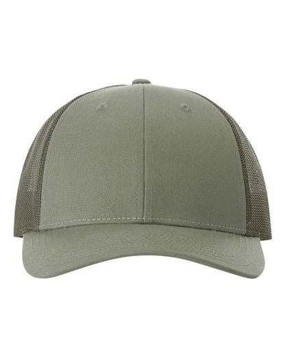 Richardson 115 low profile trucker hat in Loden, front view.