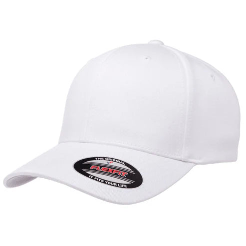 White Flexfit 6277 Stretch Fit Cap - Custom Hat | 403 Custom Cuts