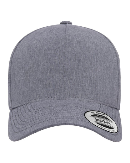 Yupoong 5389AP perforated snapback hat in Heather Grey, alternate front view.
