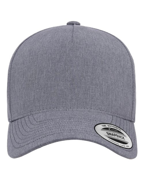 Yupoong 5389AP perforated snapback hat in Heather Grey, front view.