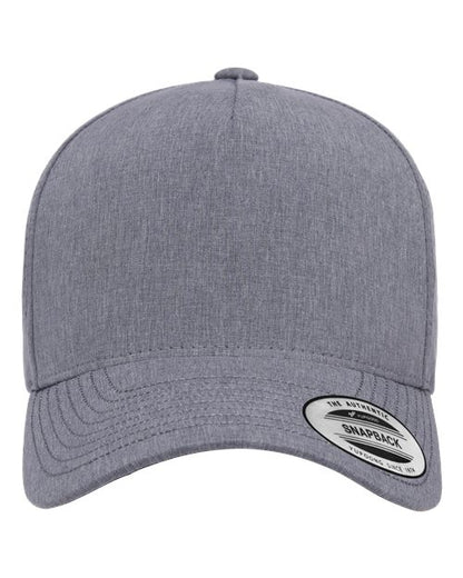 Yupoong 5389AP perforated snapback hat in Heather Grey, front view.