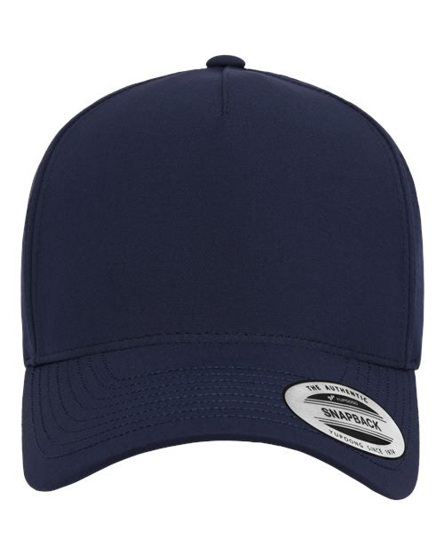 Yupoong 5389AP perforated snapback hat in Navy, front view.