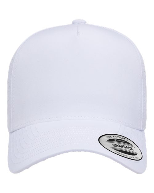 Yupoong 5389AP perforated snapback hat in White, front view.