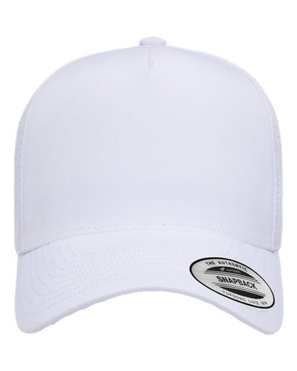 Yupoong 5389AP perforated snapback hat in White, front view.