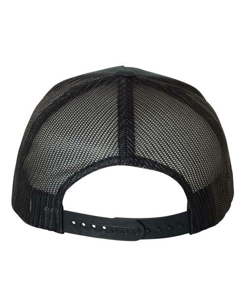 Yupoong 6506 trucker hat in Black, back view.