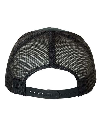 Yupoong 6506 trucker hat in Black, back view.