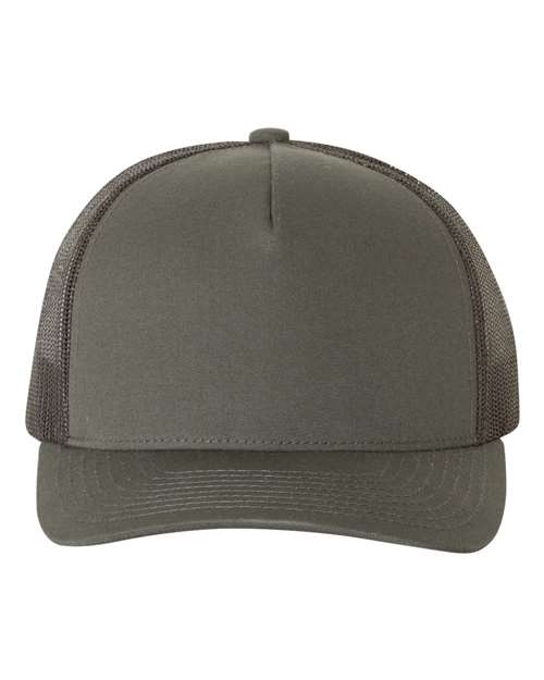 Yupoong 6506 trucker hat in Charcoal, front view.