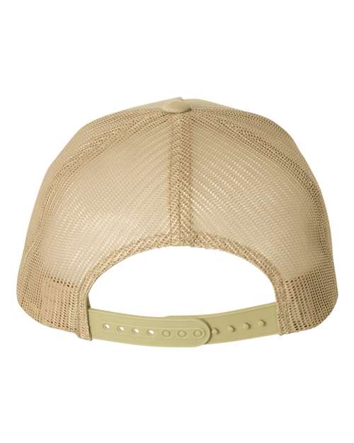 Yupoong 6506 trucker hat in Khaki, back view.