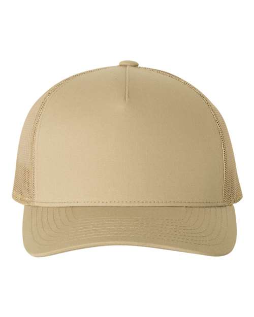Yupoong 6506 trucker hat in Khaki, front view.