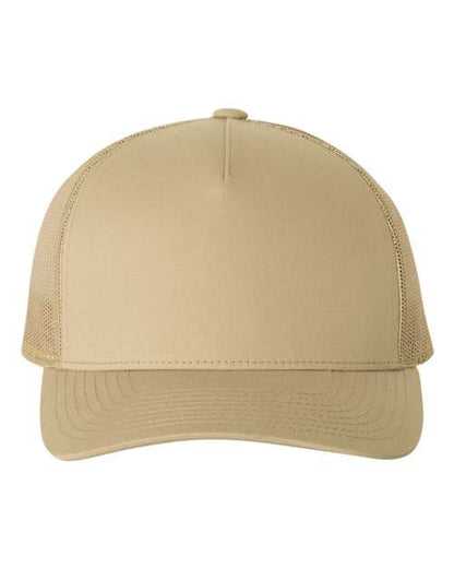 Yupoong 6506 trucker hat in Khaki, front view.