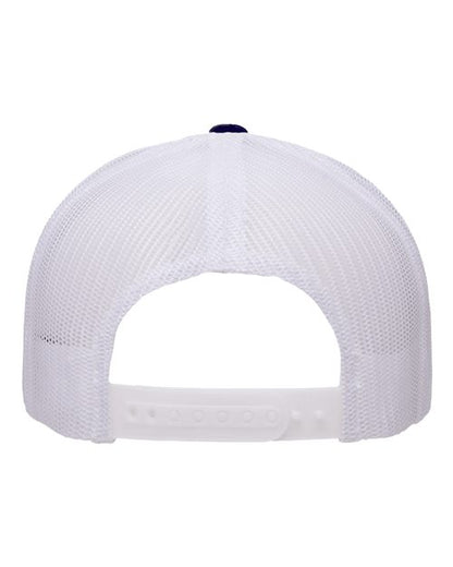 Yupoong 6506 trucker hat in Navy/ White, back view.