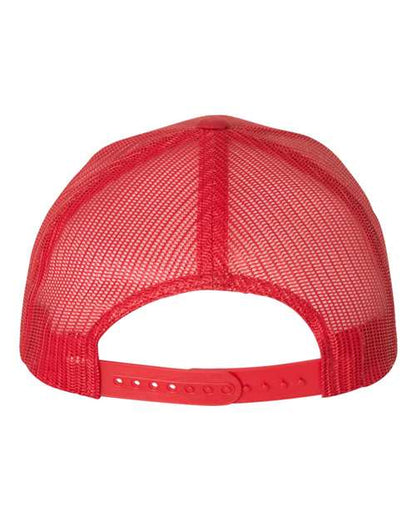 Yupoong 6506 trucker hat in Red, back view.