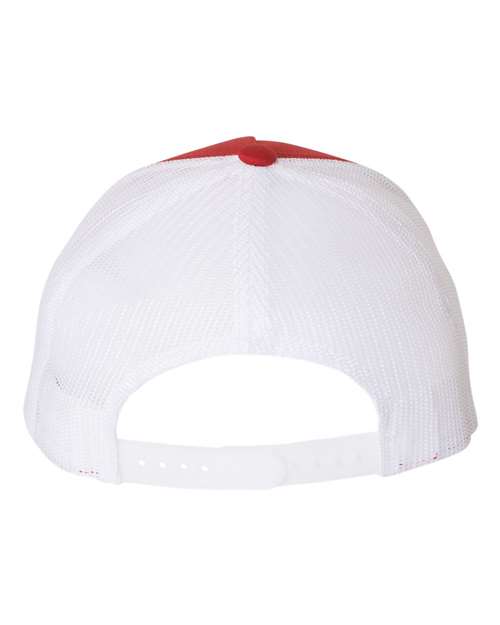 Yupoong 6506 trucker hat in Red/ White, back view.