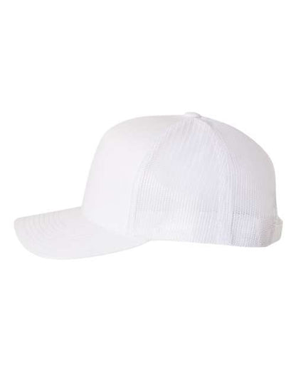 Yupoong 6506 trucker hat in White, angled side view.