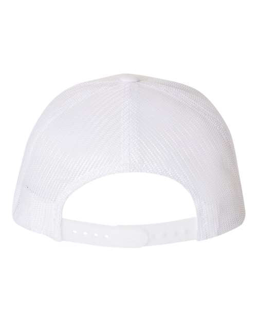 Yupoong 6506 trucker hat in White, back view.