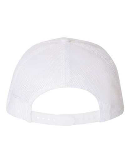 Yupoong 6506 trucker hat in White, back view.