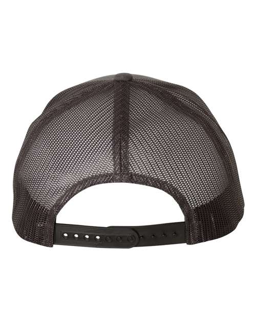 Yupoong 6606 snapback trucker hat in Charcoal, back view.