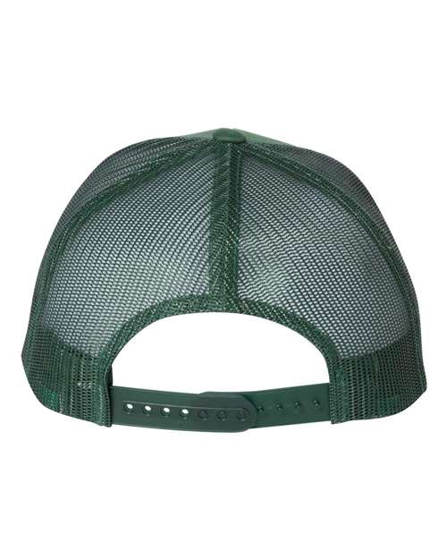 Yupoong 6606 snapback trucker hat in Evergreen, back view.