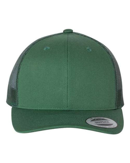 Yupoong 6606 snapback trucker hat in Evergreen, front view.