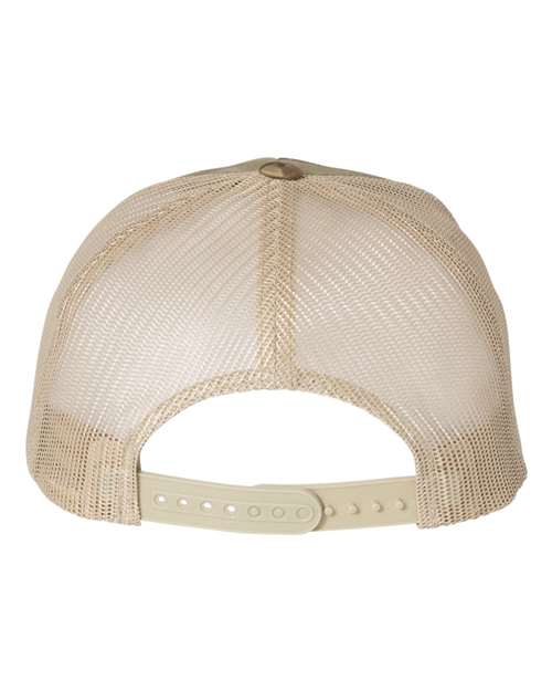 Yupoong 6606 snapback trucker hat in Multicam Green/ Khaki, back view.