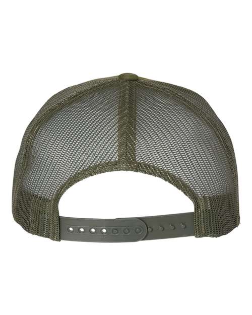Yupoong 6606 snapback trucker hat in Multicam Tropic/ Green, back view.