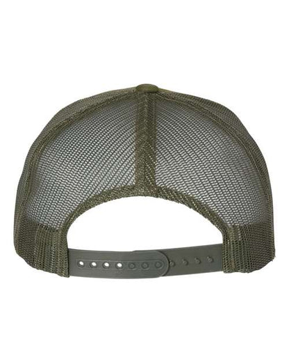 Yupoong 6606 snapback trucker hat in Multicam Tropic/ Green, back view.