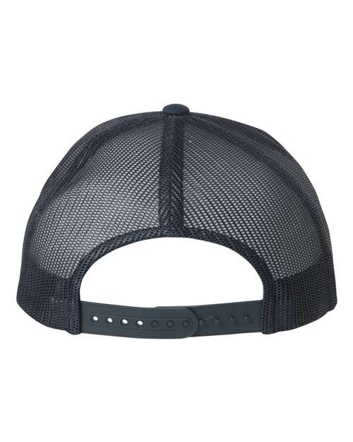 Yupoong 6606 snapback trucker hat in Navy, back view.