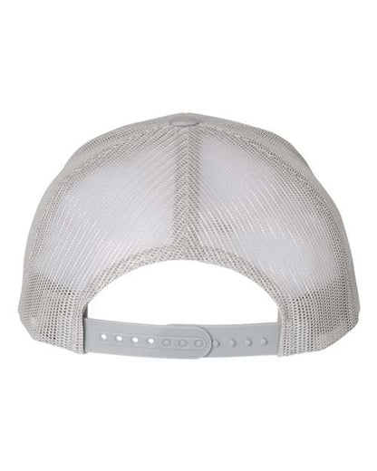 Yupoong 6606 snapback trucker hat in Silver, back view.