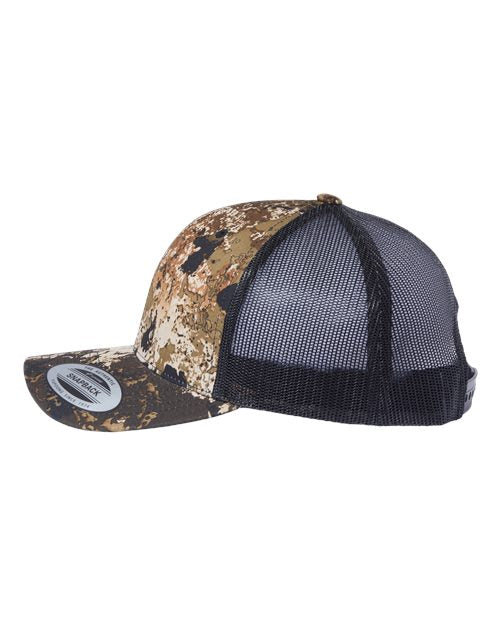 Yupoong 6606 snapback trucker hat in Veil Wideland, angled side view.