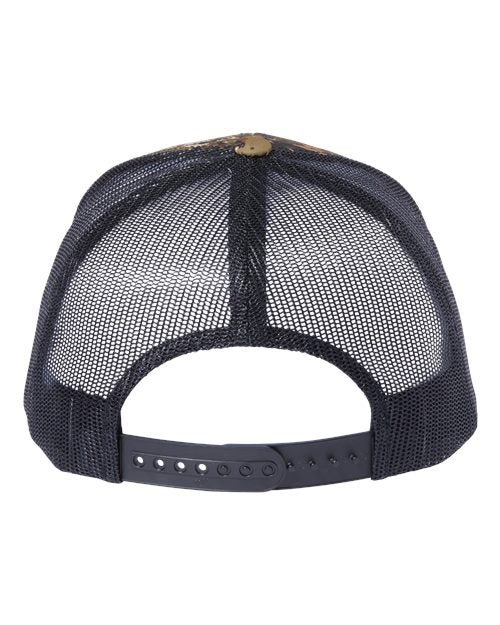 Yupoong 6606 snapback trucker hat in Veil Wideland, back view.